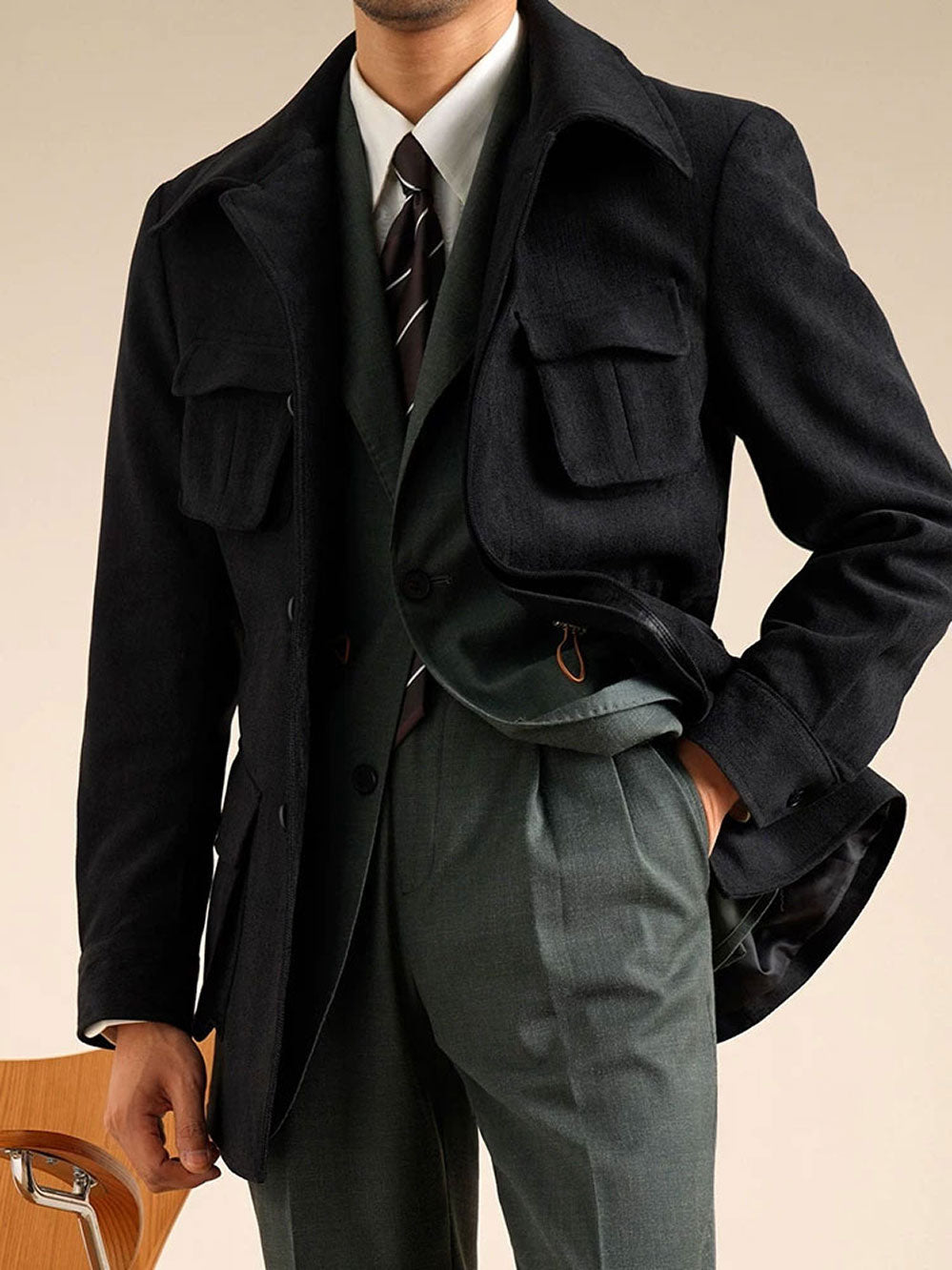 Men’s Chenille Hunting Jacket — Retro Slim Fit Casual Coat - BRABION