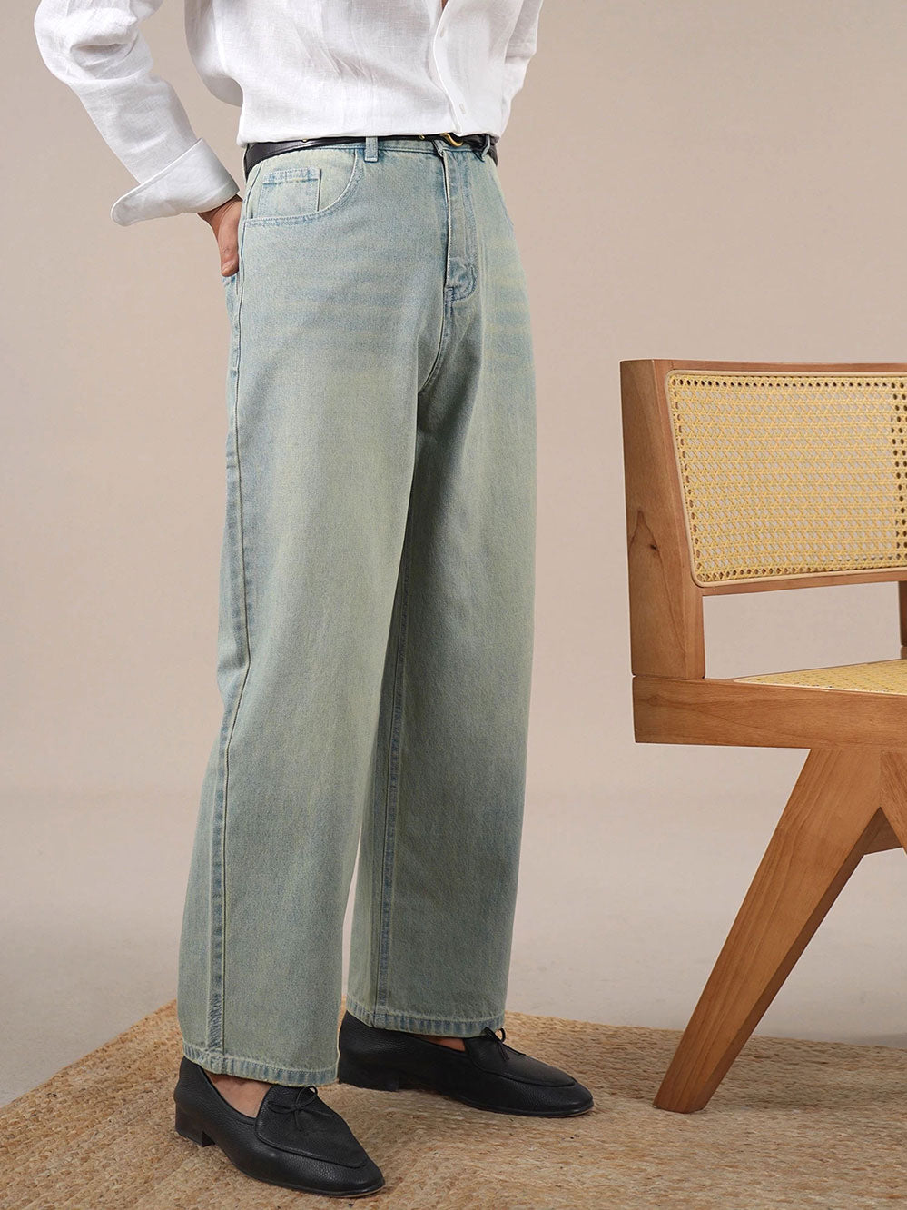 Relaxed Fit Men’s Wide-Leg Jeans—Easy Everyday Style - BRABION