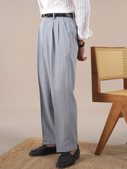 Men’s Sky Blue Double-Pleat Dress Pants BRABION