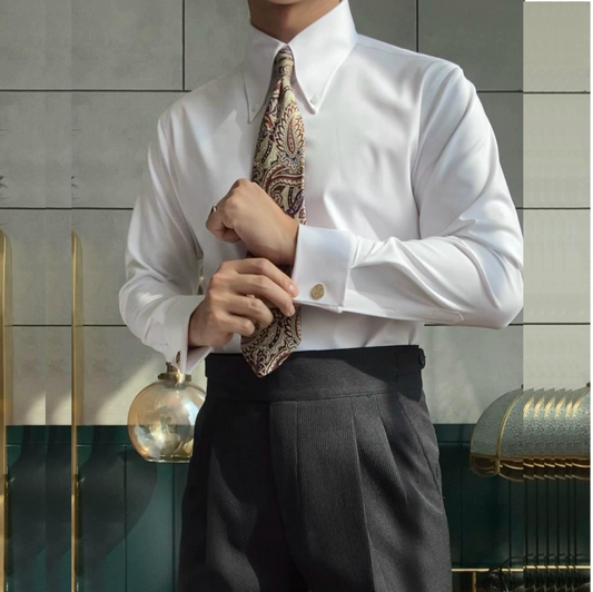 Point Collar Shirt with Cufflinks