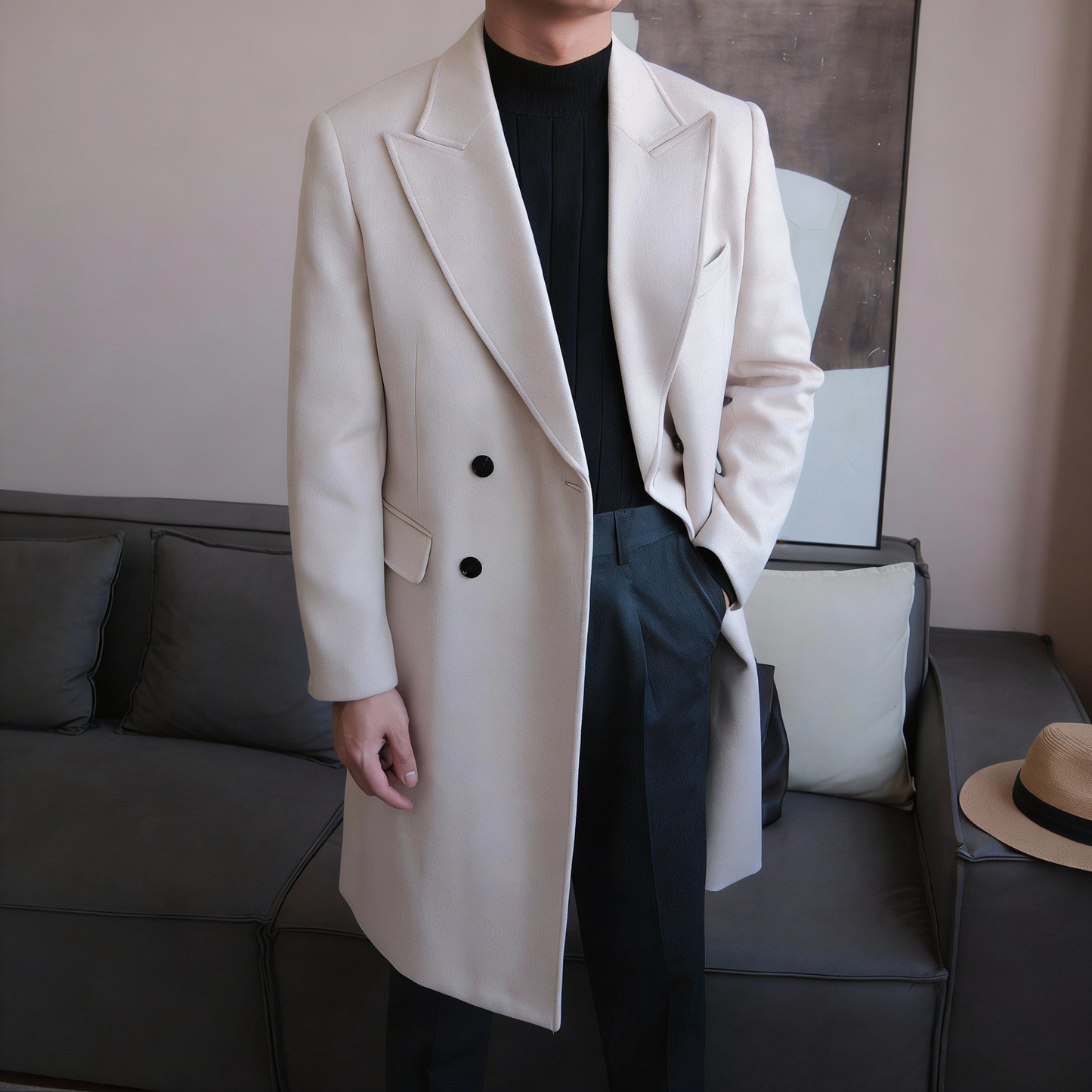 Chesterfield Wool Double-Breasted Overcoat