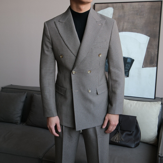 High-Waisted Houndstooth Double-Breasted Suit