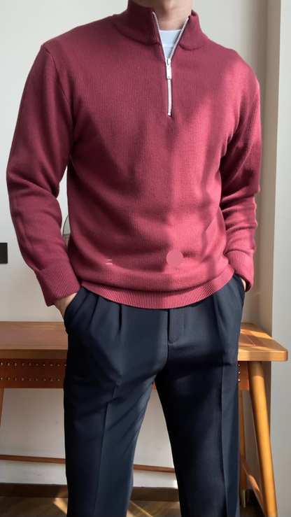 Men’s Slim Fit Zip Neck Knit Sweater