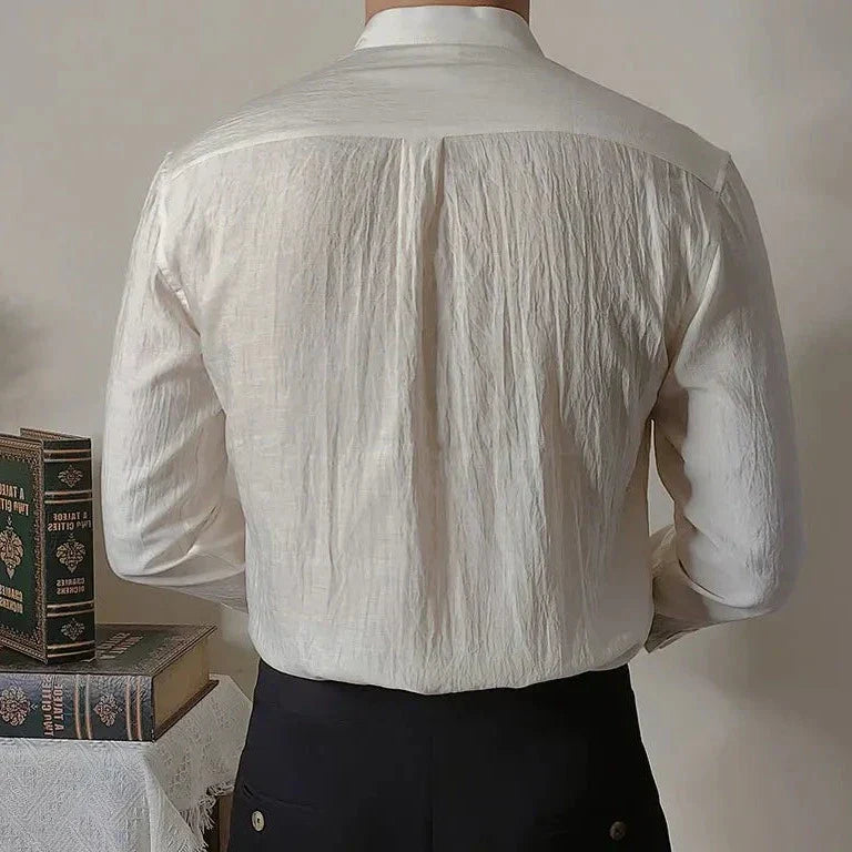Linen Mandarin Collar Shirt