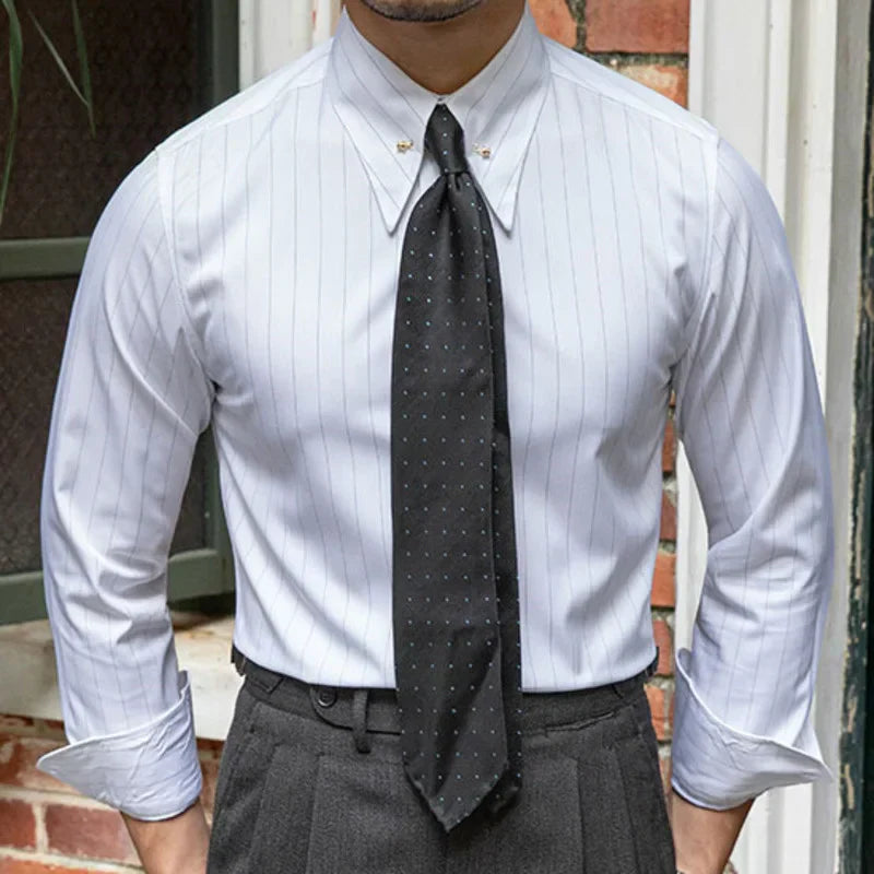 Striped Shirt with Pin