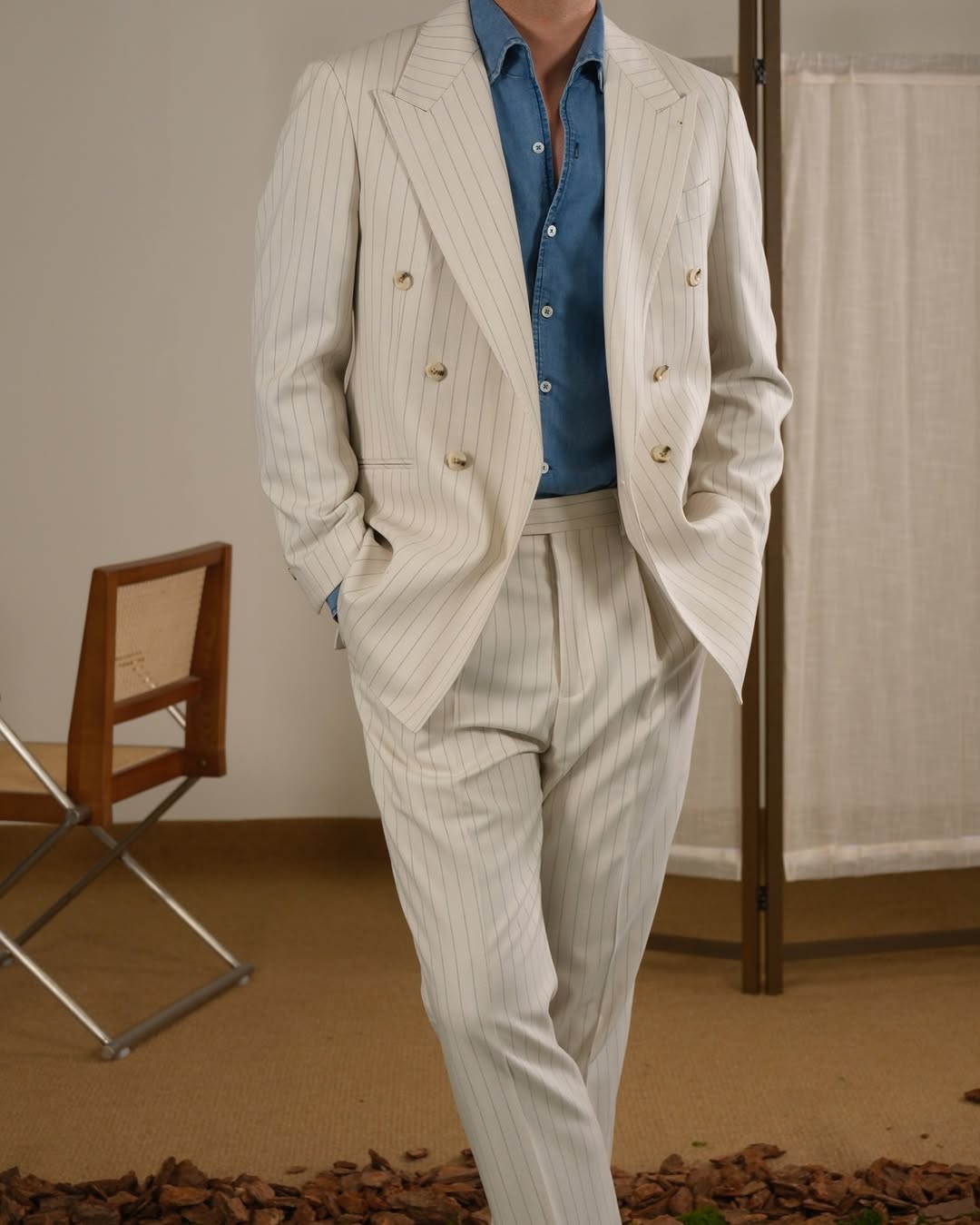 Palermo Pinstripe Double-Breasted Men's Suit