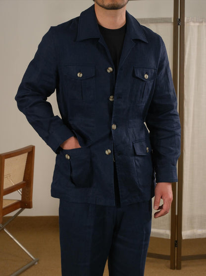 Men's Breathable Linen Italian Safari Jacket