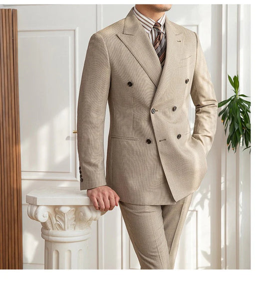 Gregory Beige Double-Breasted Suit