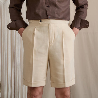 Naples Pleated High-Rise Shorts