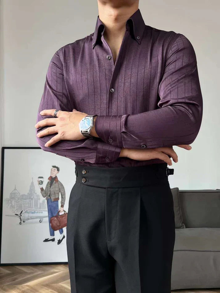 Striped Silk Shirt with Buttons