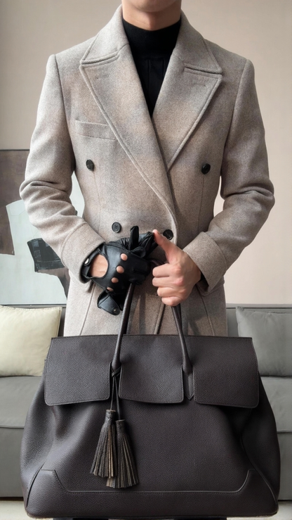 Wool Double-Breasted President Overcoat