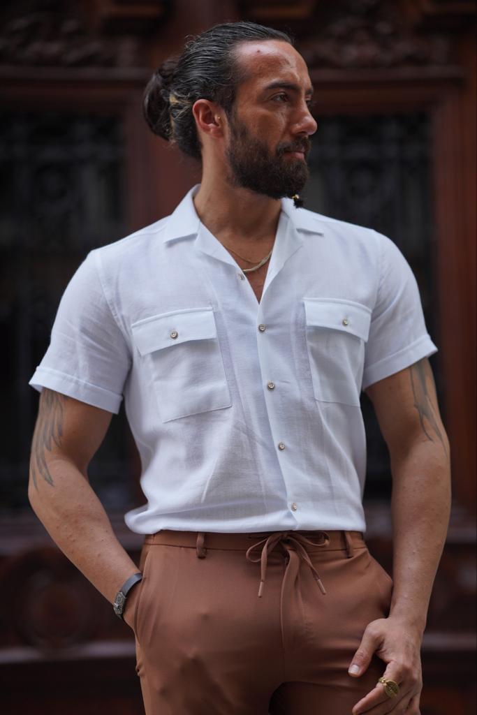 Brabion Evo White Double Pocket Short Sleeve Shirt