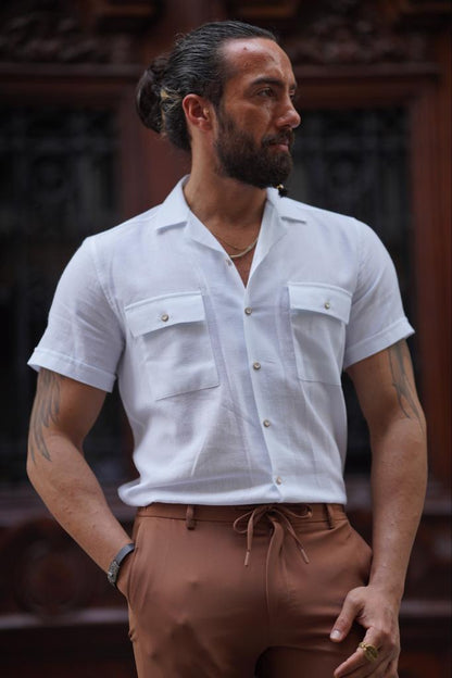 Brabion Evo White Double Pocket Short Sleeve Shirt