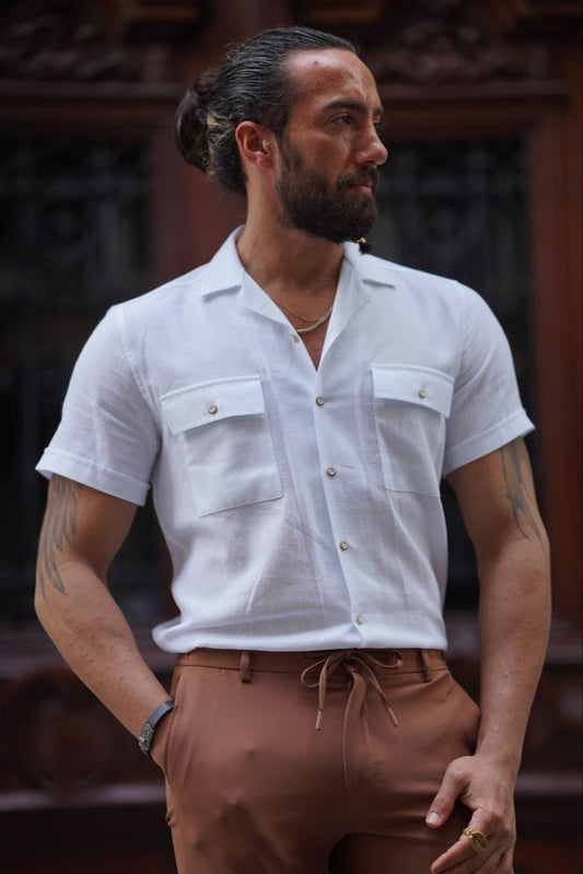 Brabion Evo White Double Pocket Short Sleeve Shirt