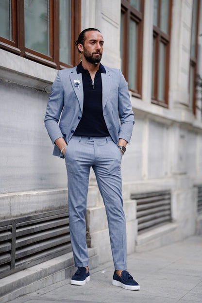 Evo Indigo Slim Fit Wool Suit for Men