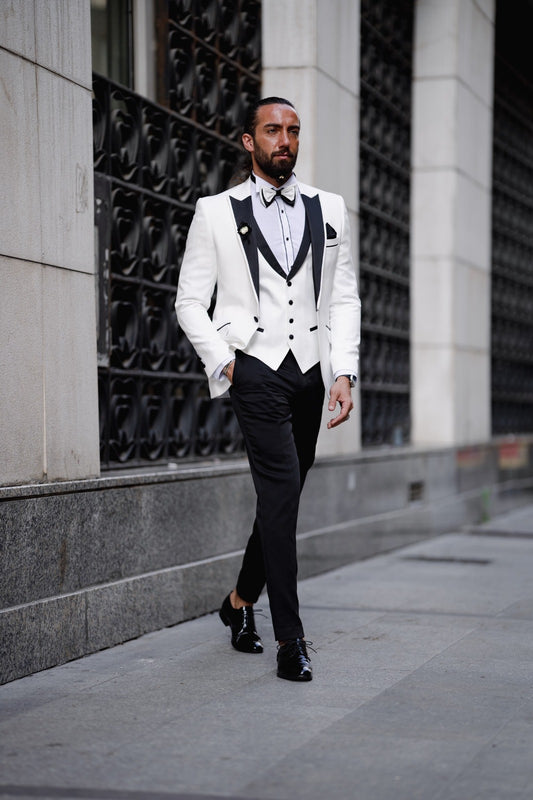 Daniel White Slim Fit Peak Lapel Tuxedo