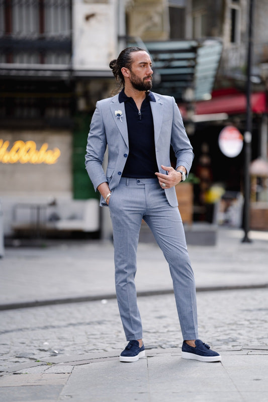 Evo Indigo Slim Fit Wool Suit for Men