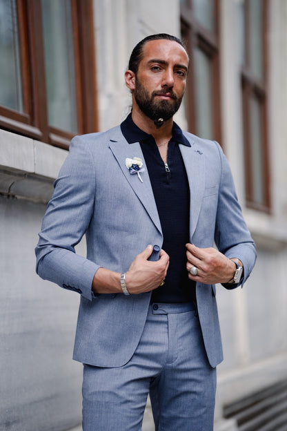 Evo Indigo Slim Fit Wool Suit for Men