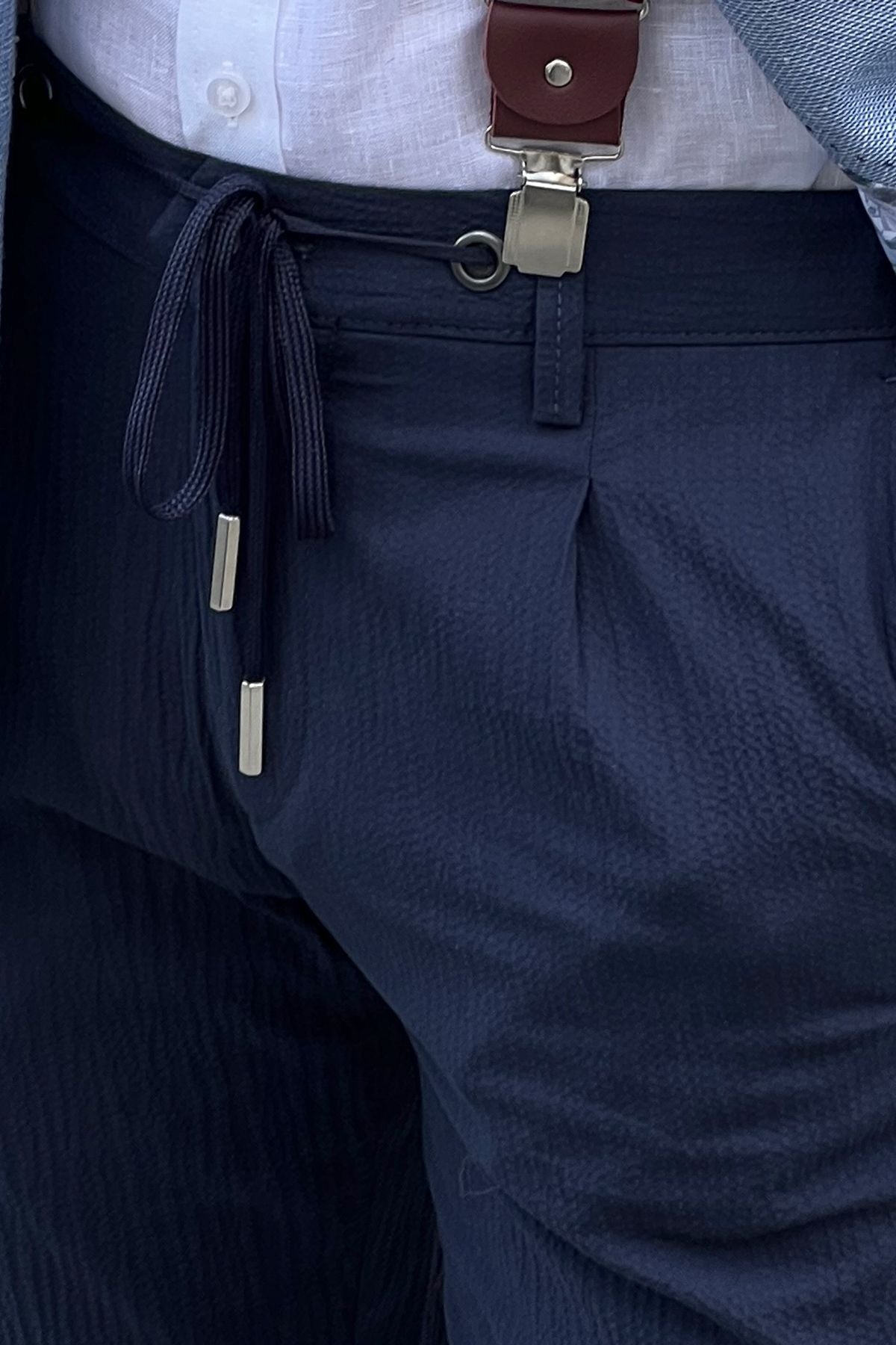 Daniel Navy Blue Cotton Pants - Slim-Fit Elegance