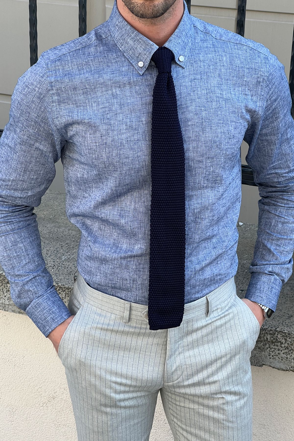 Brabion Daniel Slim-Fit Blue Cotton Shirt