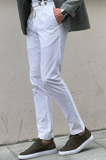 Daniel White Cotton Slim Fit Pants
