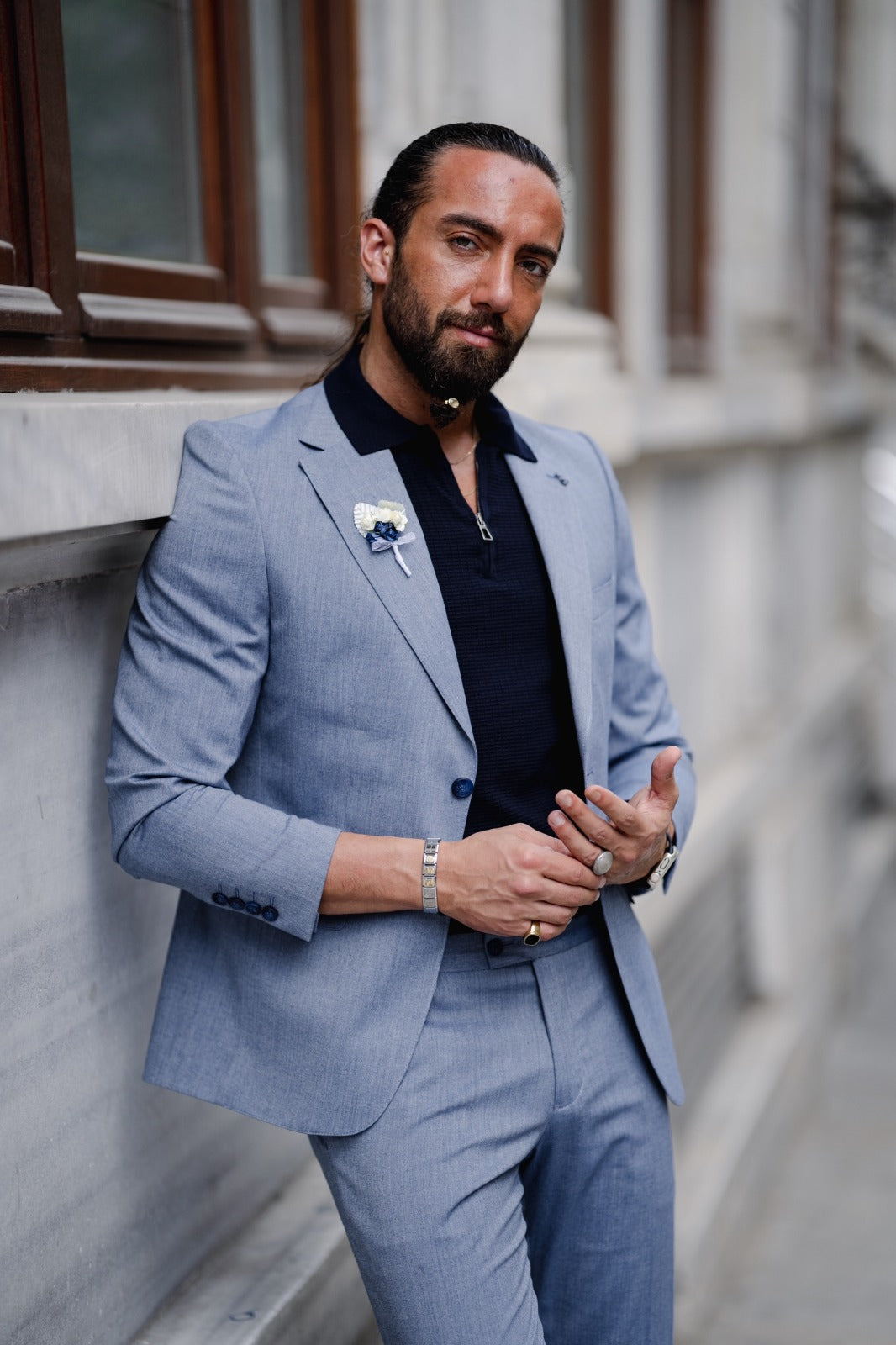 Evo Indigo Slim Fit Wool Suit for Men