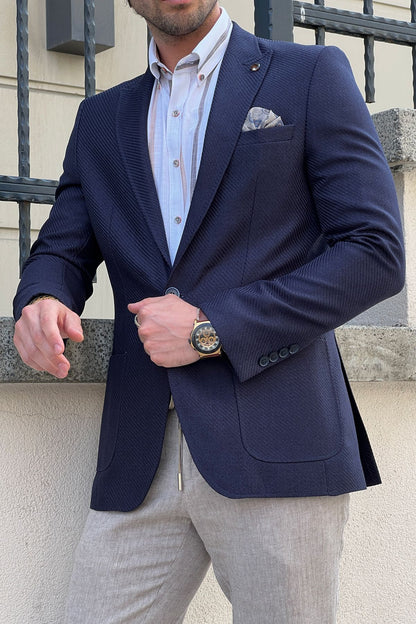 Daniel Navy Blue Wool Blazer - Slim Fit Elegance for Every Occasion