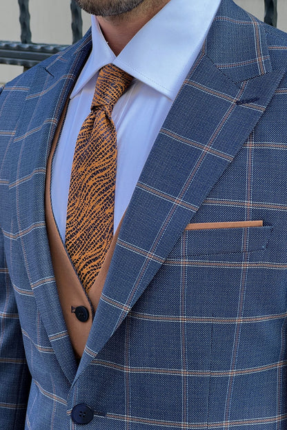 Daniel Navy Blue and Camel Slim-Fit Suit: A Timeless Classic for Every Occasion