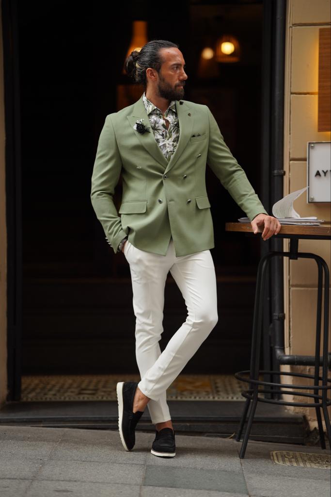 Evo Green Slim Fit Combination Suit for Every Occasion