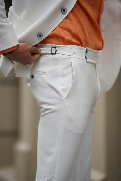 Evo White Slim Fit Wool Suit for Modern Men