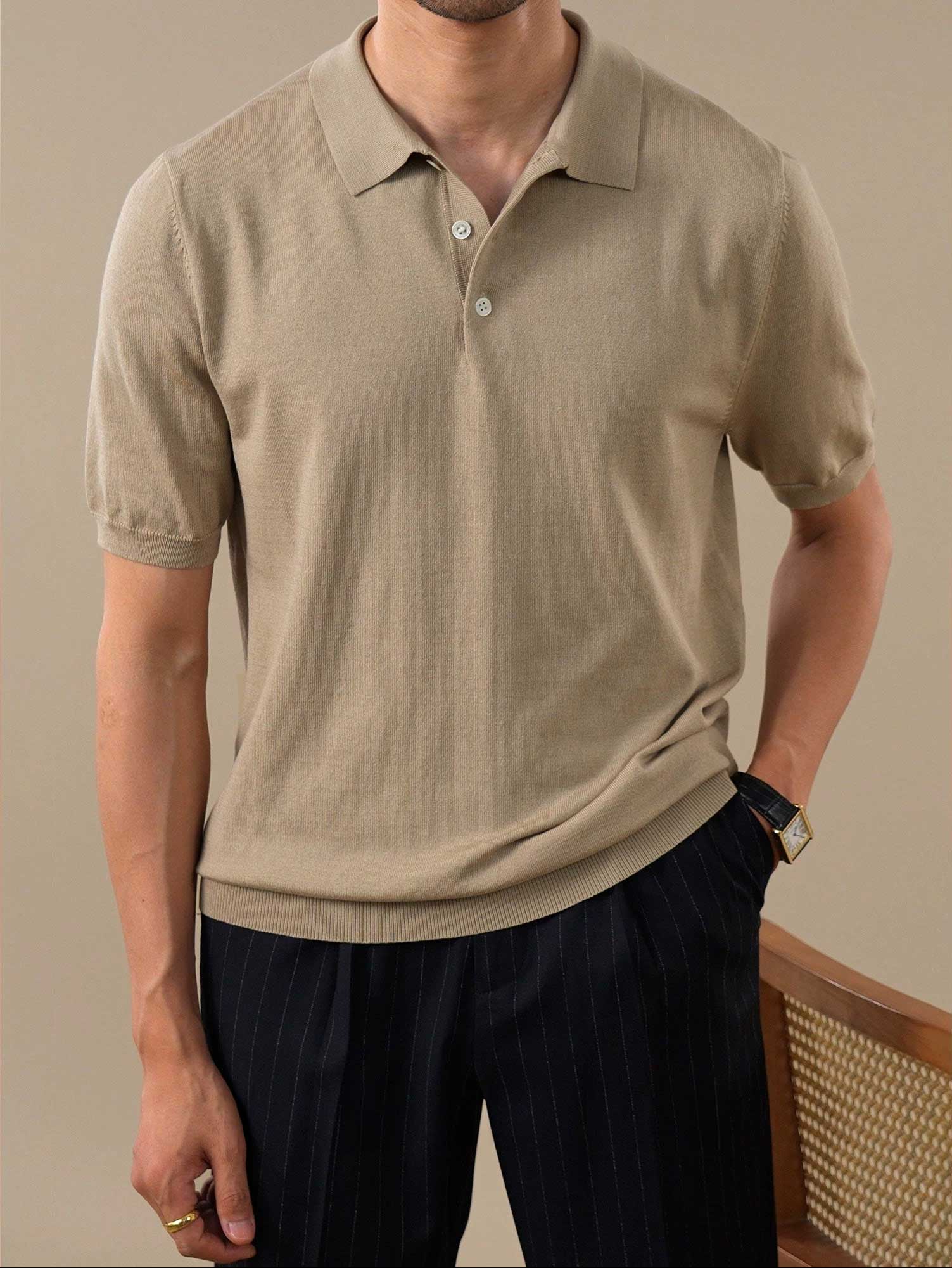 Men’s Italian-Style Lenzing Lyocell Knit Polo Shirt BRABION