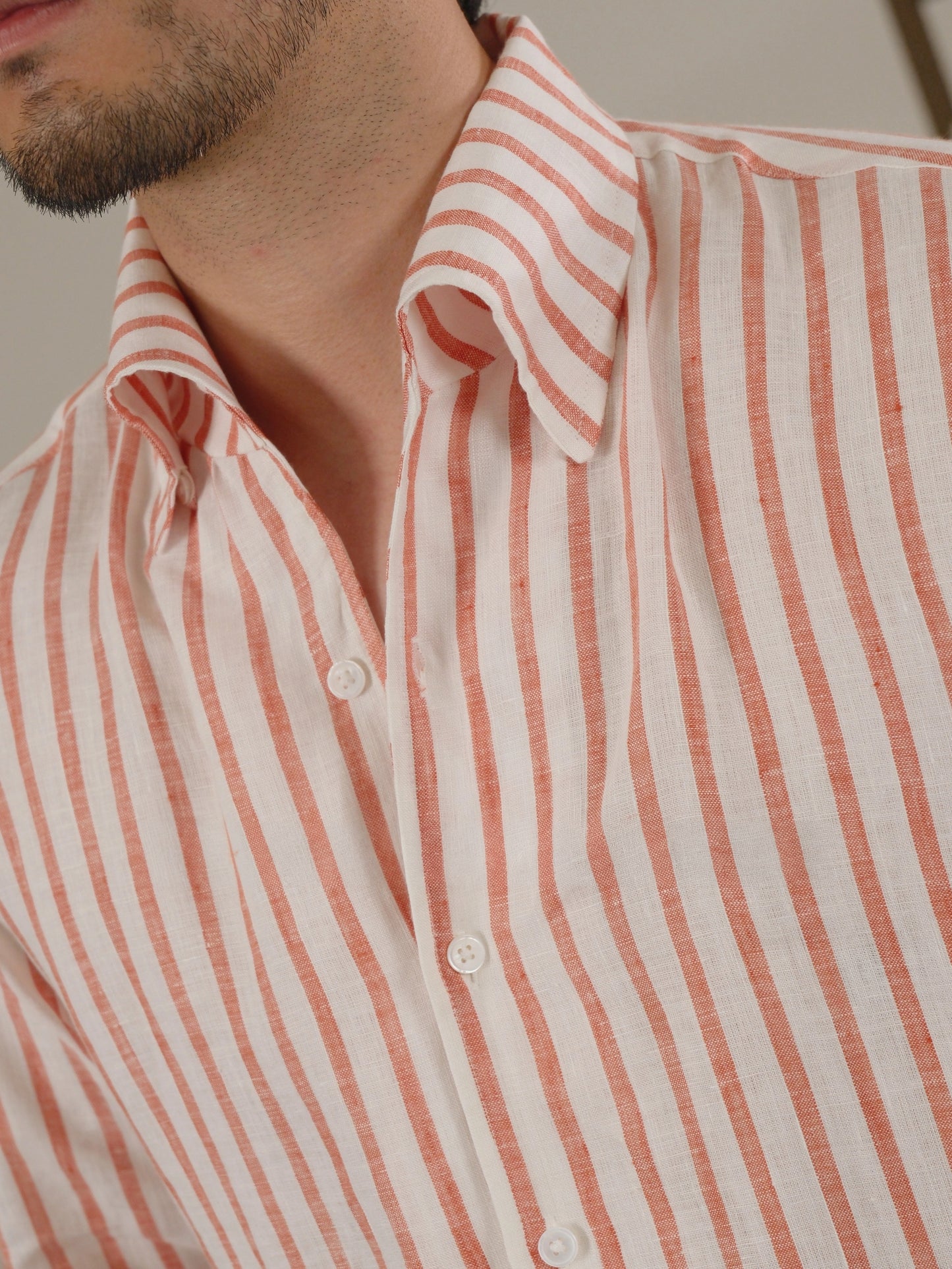 Neapolitan-Style Striped Breathable Linen Men's Shirt