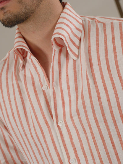 Neapolitan-Style Striped Breathable Linen Men's Shirt