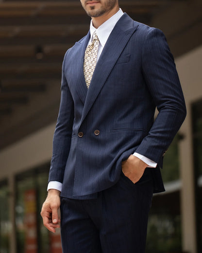 Men’s Salzburg Navy Double-Breasted Suit