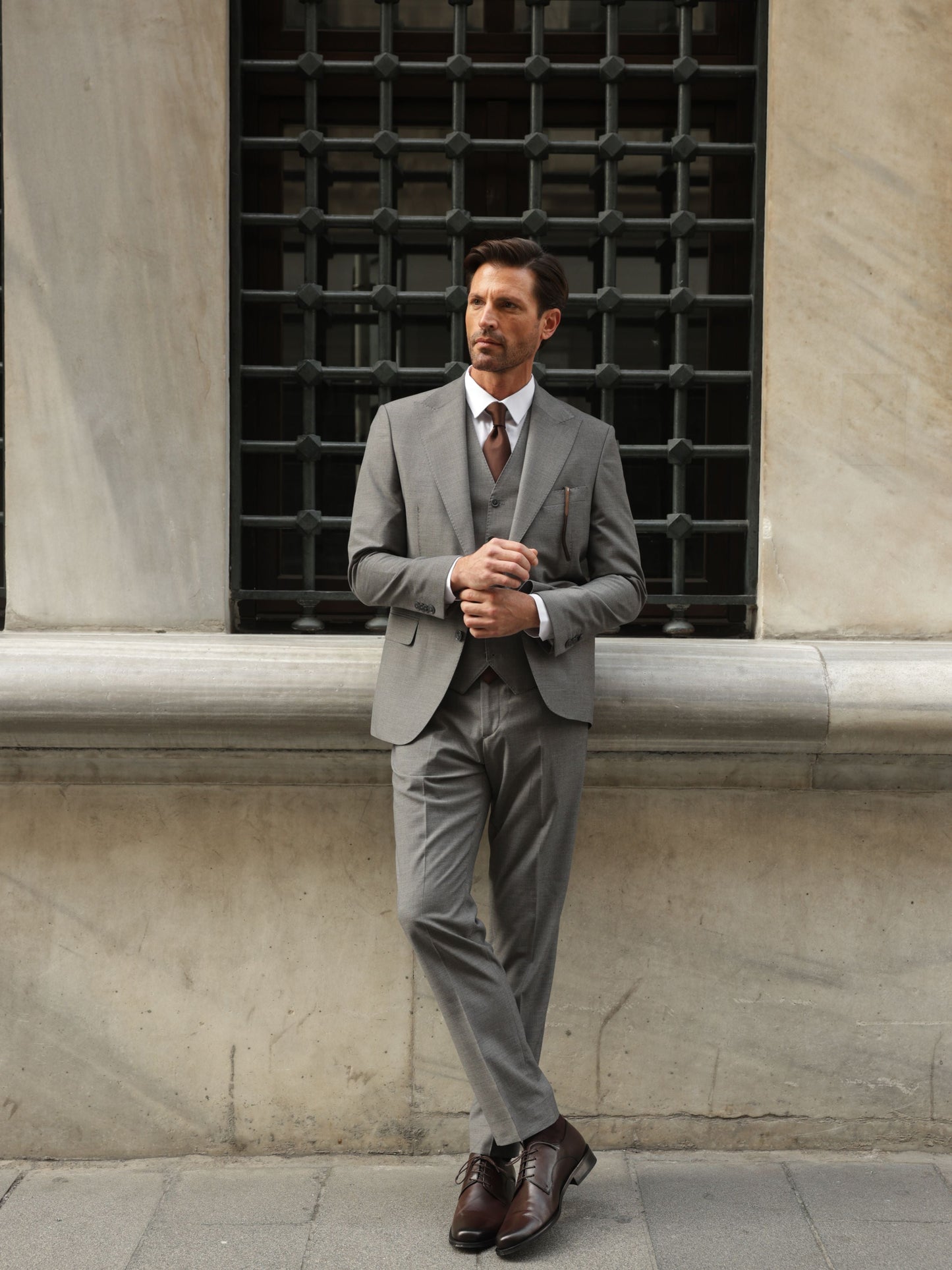 Grey Slim-Fit Suit 3-Piece
