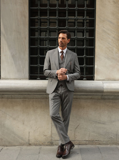 Grey Slim-Fit Suit 3-Piece