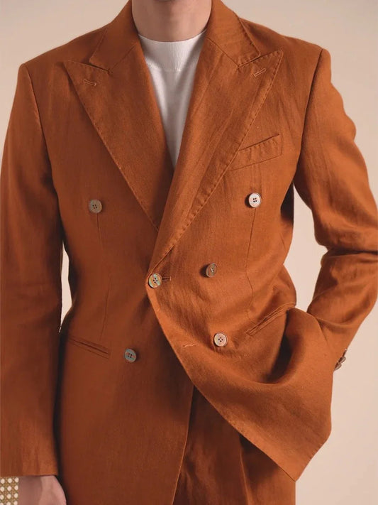 Men's Capri Breathable 100% Linen Double-Breasted Blazer