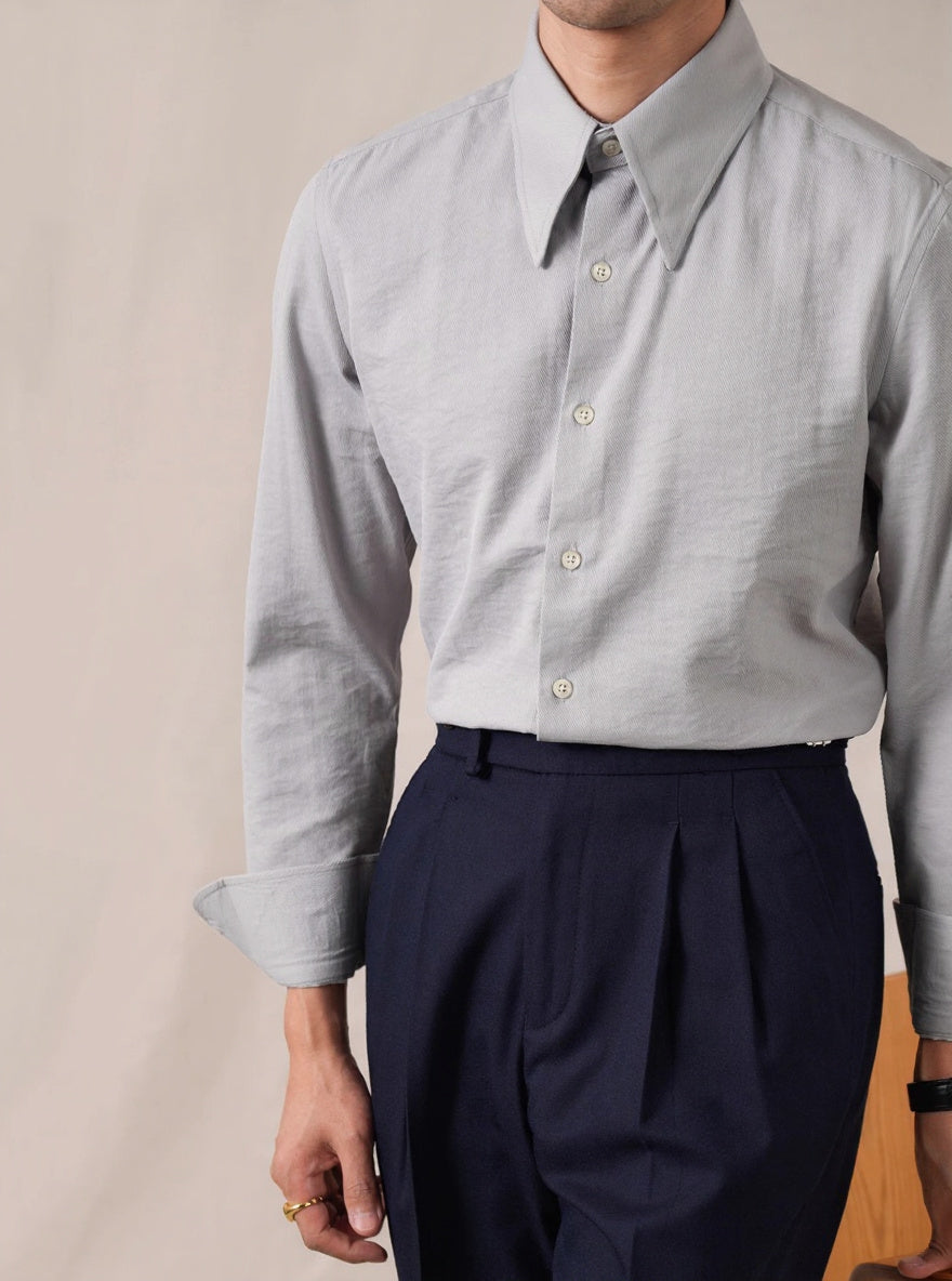 Men’s Twill Cotton Button-Down Dress Shirt