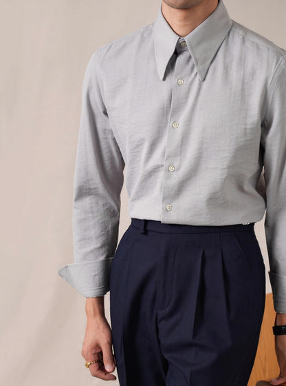 Men’s Twill Cotton Button-Down Dress Shirt