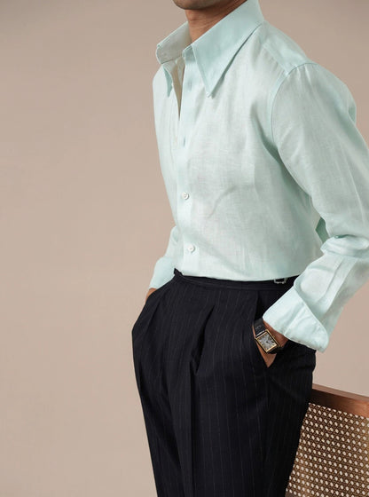 Italian-Style Long Point Collar Breathable Mens Shirt