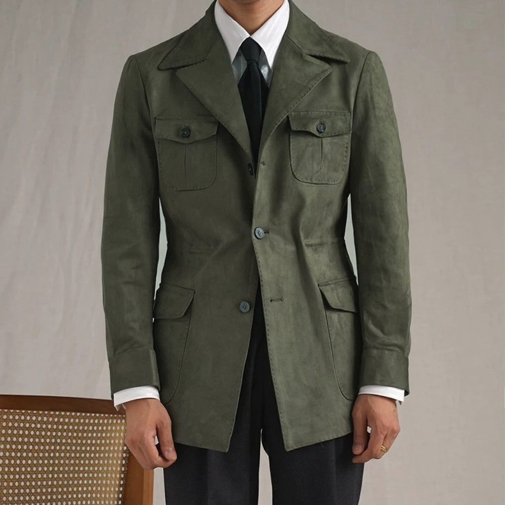Men's Suede Italian Hunting Jacket - BRABION