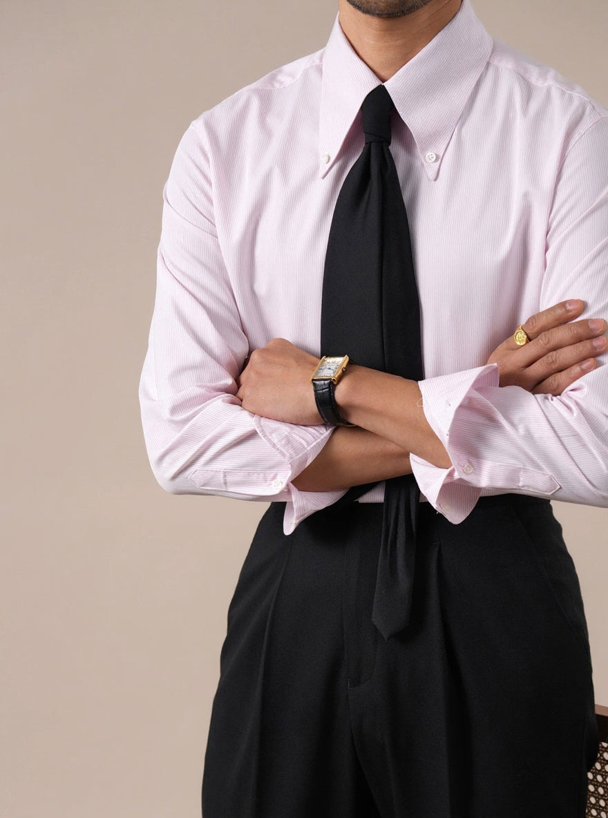 Mens Italian Jacquard Striped Shirt