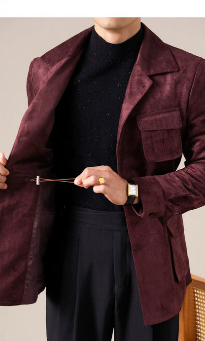 Men's Slim Fit Suede Hunting Retro Jacket - BRABION