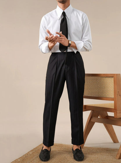 Mens Dress Shirt Bold Pointed Collar Button-Down