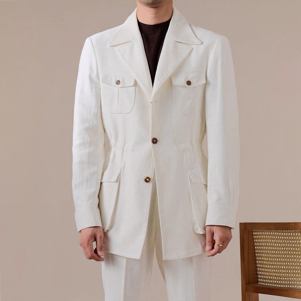 Men's Breathable Linen Italian Safari Jacket - BRABION