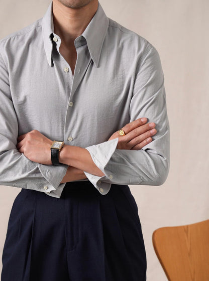 Men’s Twill Cotton Button-Down Dress Shirt