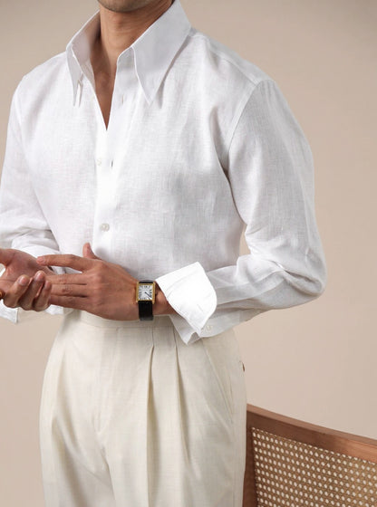 Italian-Style Long Point Collar Breathable Mens Shirt