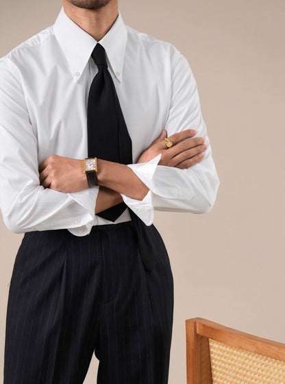 Mens Dress Shirt Bold Pointed Collar Button-Down