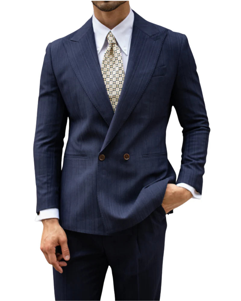 Men’s Salzburg Navy Double-Breasted Suit