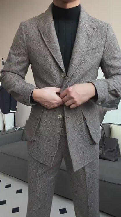 Herringbone Retro Wool Blend Jacket